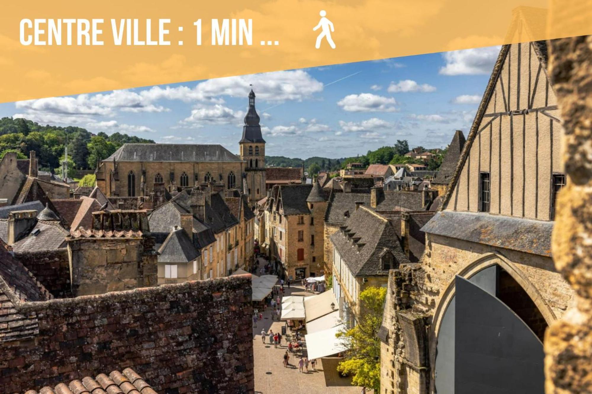 3 Pieces, Climatise, Calme, 100M Du Centre, Parking, "Lyriade" Sarlat Esterno foto